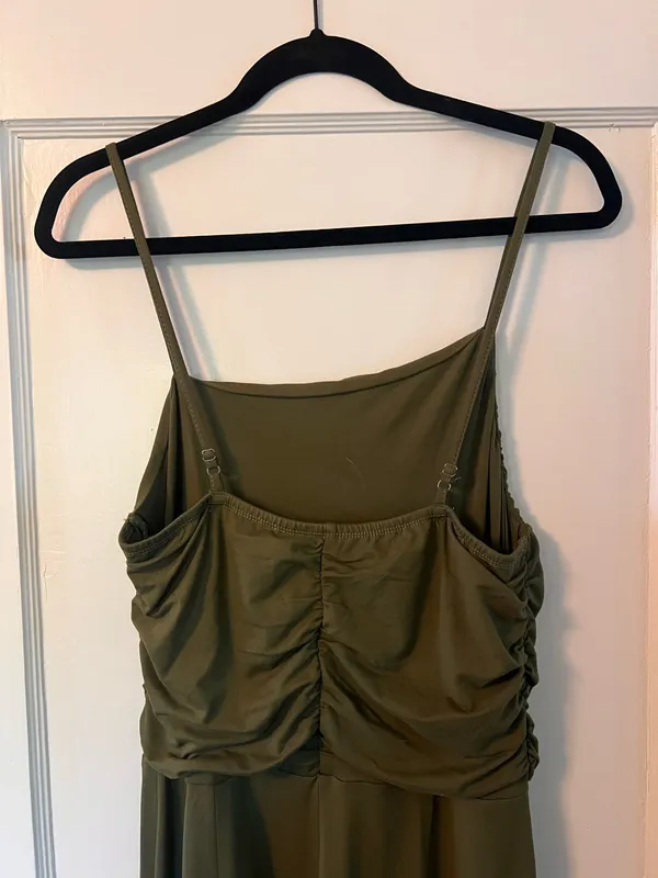 Cider Solid Asymmetrical Neck Wide Leg Jumpsuit - Image 3