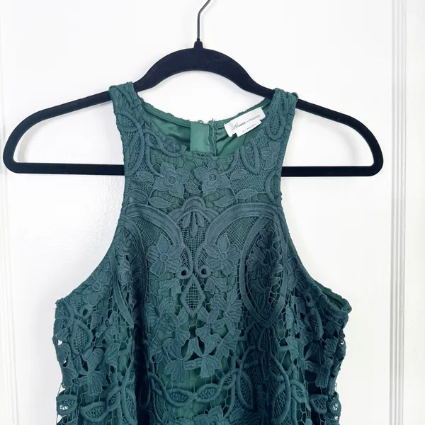 Lovers & Friends x Revolve Caspian Shift Dress Hunter Green Lace Racerback XS - Image 5