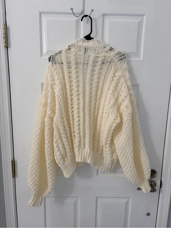 Princess Polly Cream Cable Knit Open-Front Cardigan - Image 7