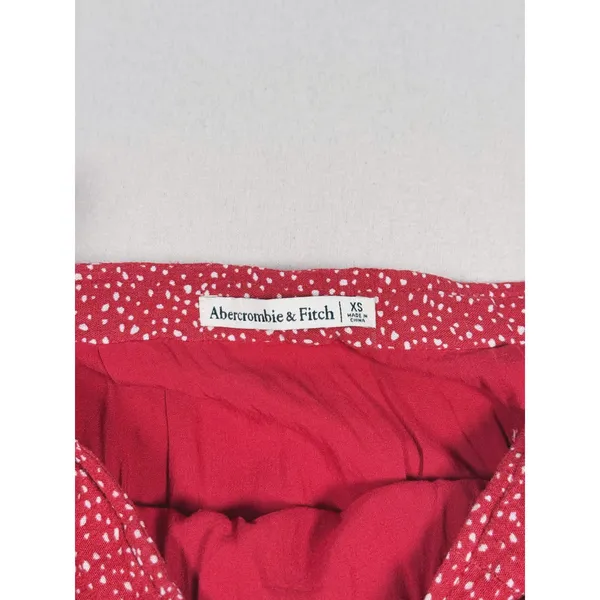 Abercrombie & Fitch Polka Dot Faux Wrap Mini Skirt Size XS Red Dainty Whimsical - Image 5