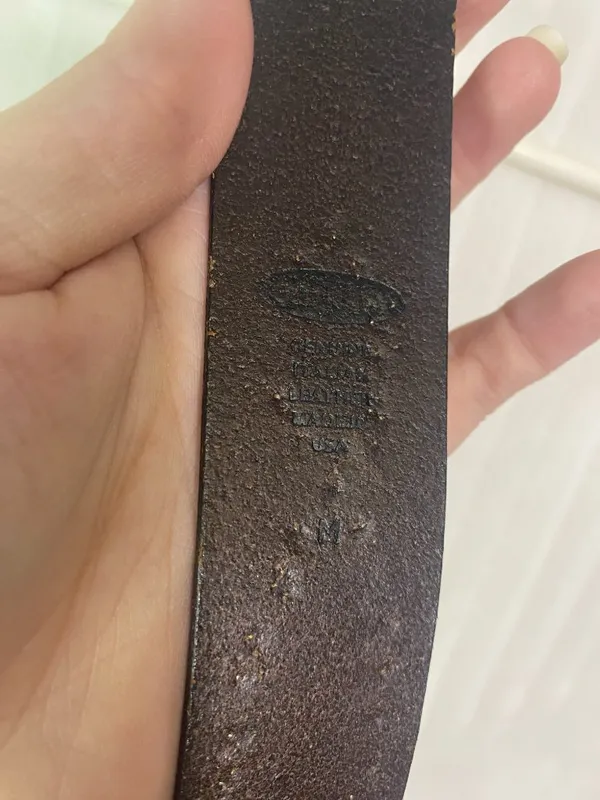 Vintage Brown Genuine Italian Leather Studded Belt Size Medium USA Made Western - Image 6