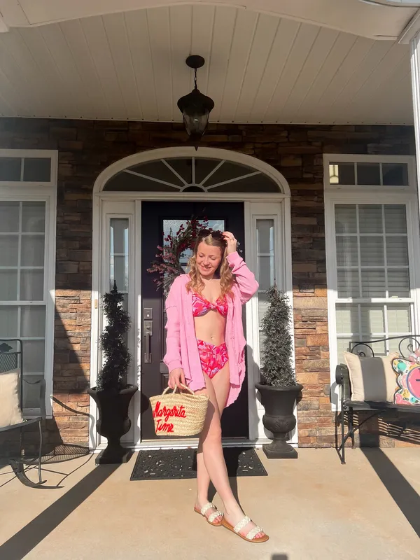 Pink Lily Floral Pink Bikini - Image 2