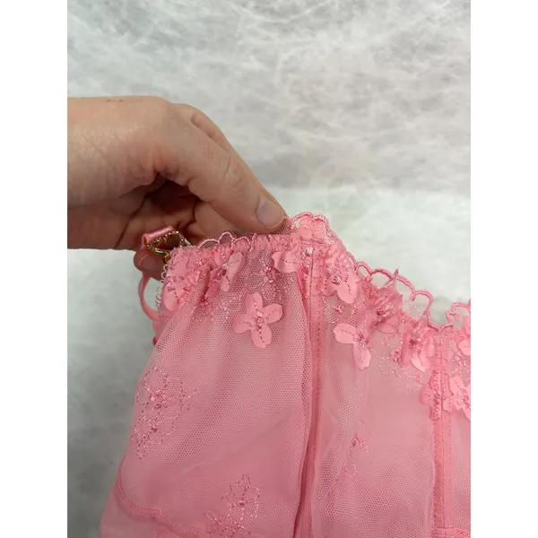 Victorias Secret Dream Angels Pink Mesh Floral Corset Bra Top M-DD E80 - Image 2