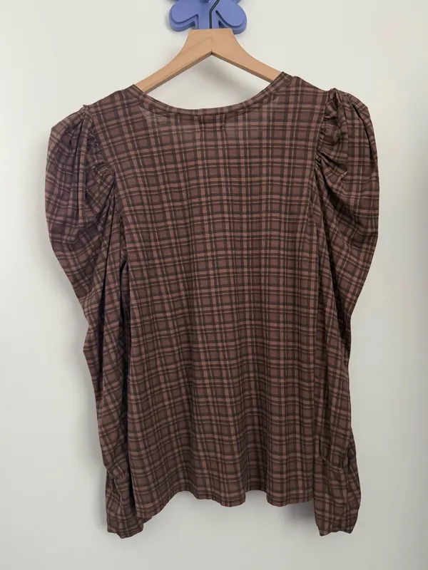 Nation LTD Large Romy Long Sleeve Tee Tartan Plaid Fall Preppy Office Pima - Image 6