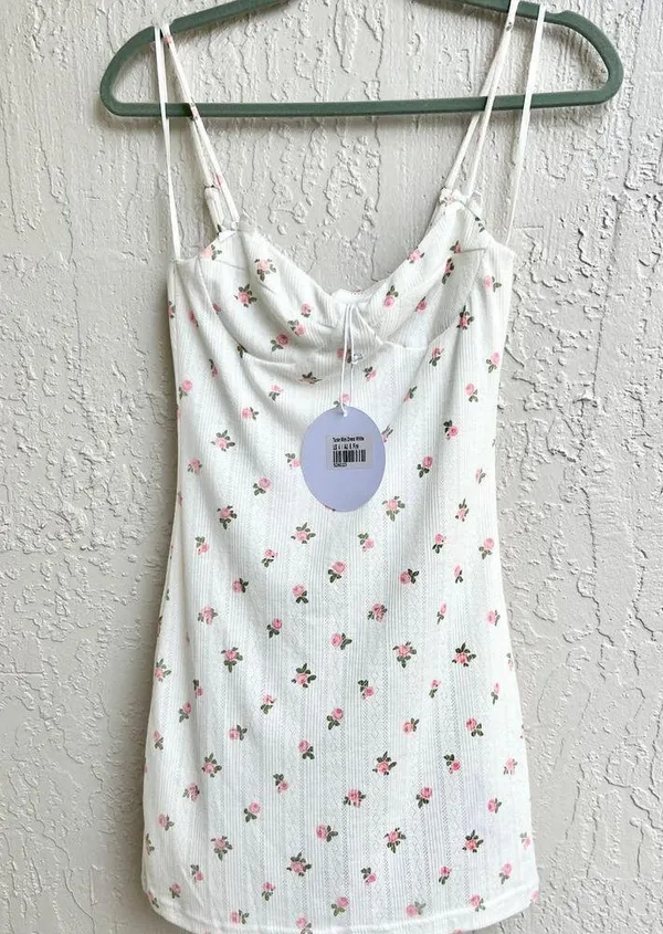 NWT Princess Polly xx Sleeveless Floral Print Taran Mini Dress White Womens US 4 - Image 3