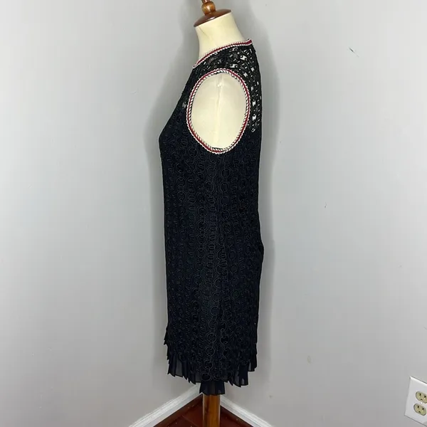 Sandro Lace Crochet Embroidered Franck‎ Mini Dress Sleeveless Ruffle Pleated Hem - Image 3