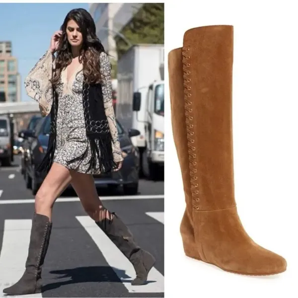 ✨ISOLA Tall Knee High Suede Wedge Sz 7.5 Boots✨ - Image 2