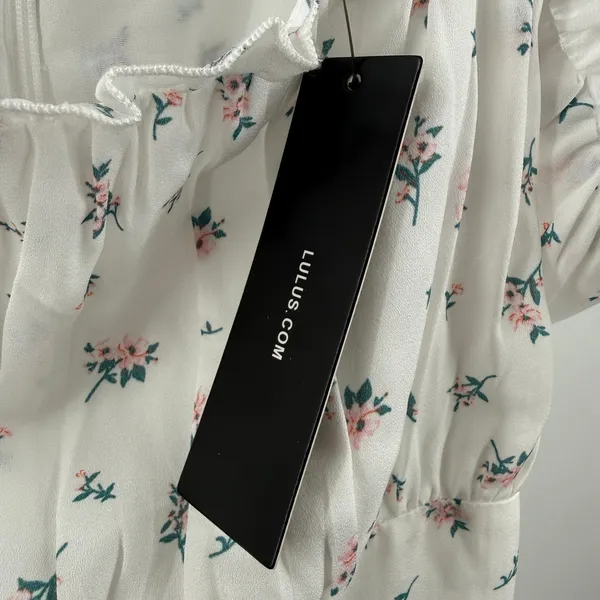 Lulus Dress Women's Size XL Ruffle Cottage NWT Be a Wildflower White Floral Mini - Image 6