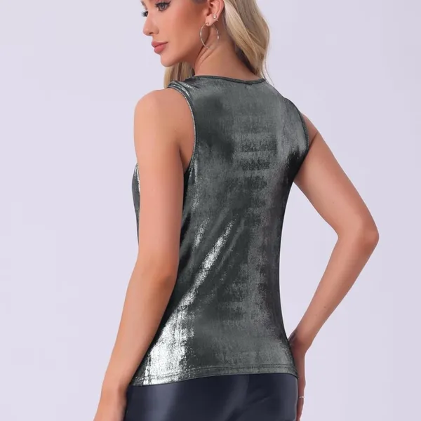 NWT Allegra K Women’s Metallic Tank‎ Top - Large - Image 4