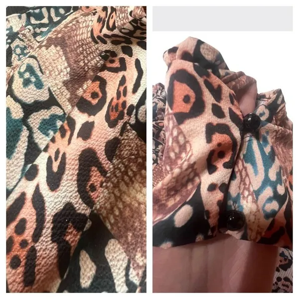 Boohoo Animal Print Puff Sleeve Shift Dress Sz 12 NWT - Image 9