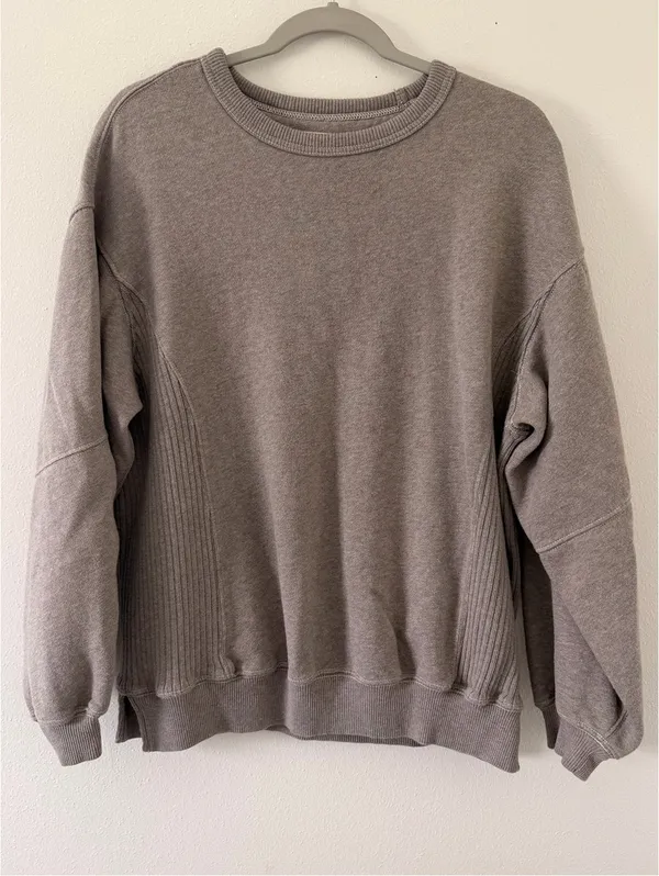 Aerie Tres Chic Oversized Minimalistic Neutral Streetwear Crewneck size xxs - Image 7