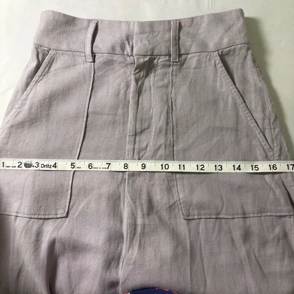 Abercrombie & Fitch Linen Blend Wide Leg Pants Taupe Mauve XS High Rise Trousers - Image 9