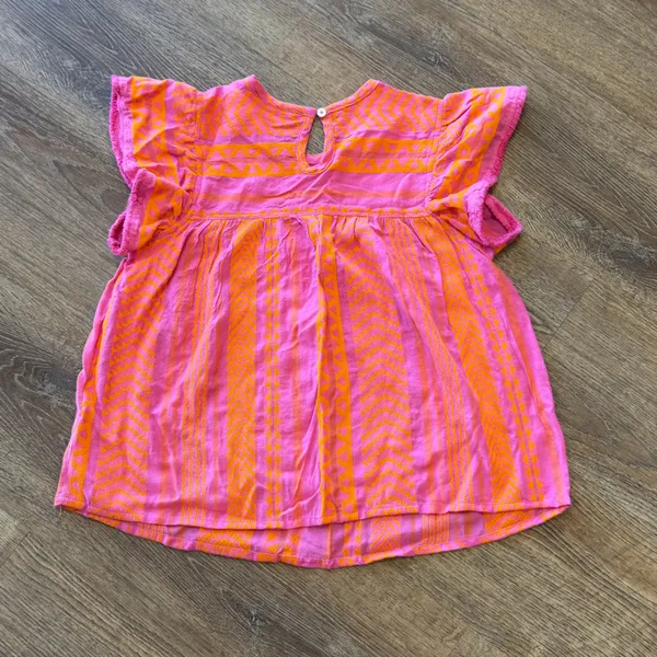 Vibrant Pink and Orange Women's Blouse Size M - Image 2
