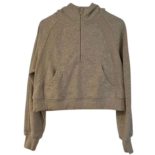 Trendy Queen grey scuba cropped quarter zip hoodie sweatshirt M - Image 3