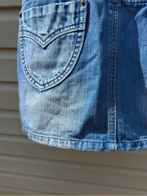 CCIOL Denim Sleeveless Mini Dress Women’s M Blue Button Front 100% Cotton - Image 4