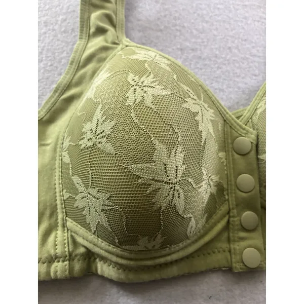Womens Front Closure Bra 44/100 Lace Full Coverage Wireless Comfort XL C/D Green - Image 4