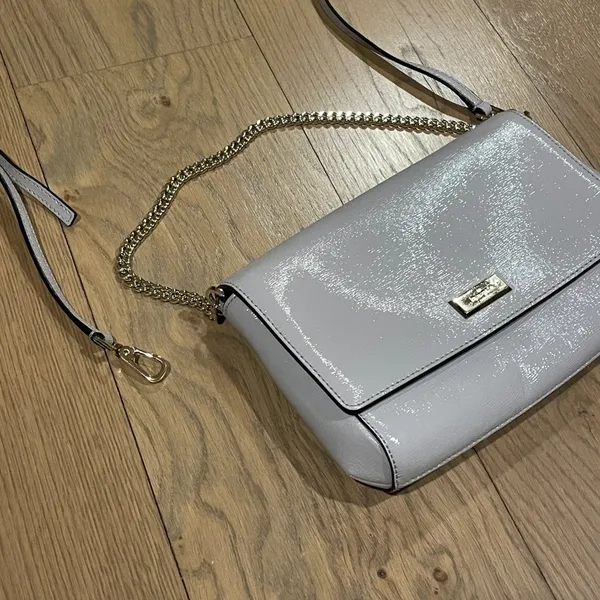 Kate Spade Coated Leather Crossbody Purse / Chain Shoulder Bag, Gray/Purple - Image 6