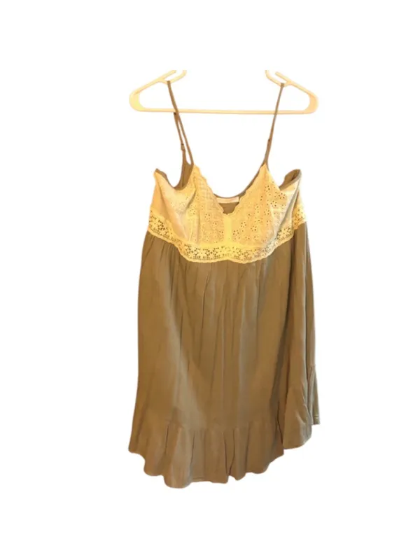 Ces Femme Dress Size L Olive Green Sleeveless Eyelets - Image 2