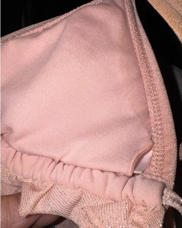 Xhilaration Pink Sparkly Metallic Ruffle Triangle Tie Bikini Set - Image 7