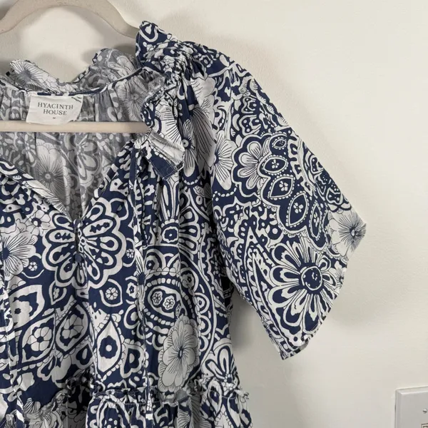 Hyacinth House Tuckernuck Thea Floral MinI Dress Tiered 100% Cotton Women Medium - Image 3