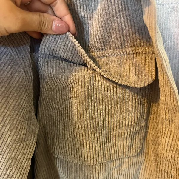 Corduroy Button Up Jacket Gray Size L - Image 4