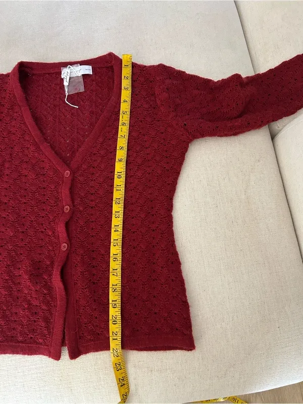 Petal & Pup delicate pointelle knit design Cardigan Sweater, Rust, Small, NWT - Image 6