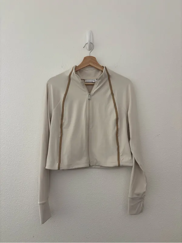 Athleta Salutation Crop Jacket in Bone/Dune - Image 2