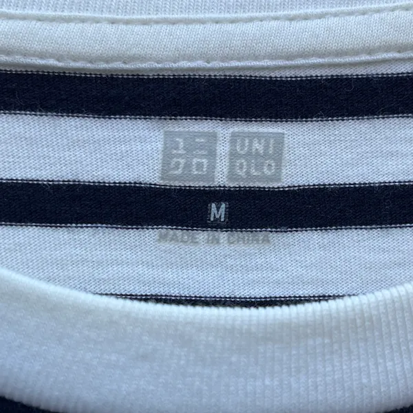 Uniqlo Y2K M Stripes T Shirt Short Sleeve Top Formal Casual Streetwear 100% - Image 3