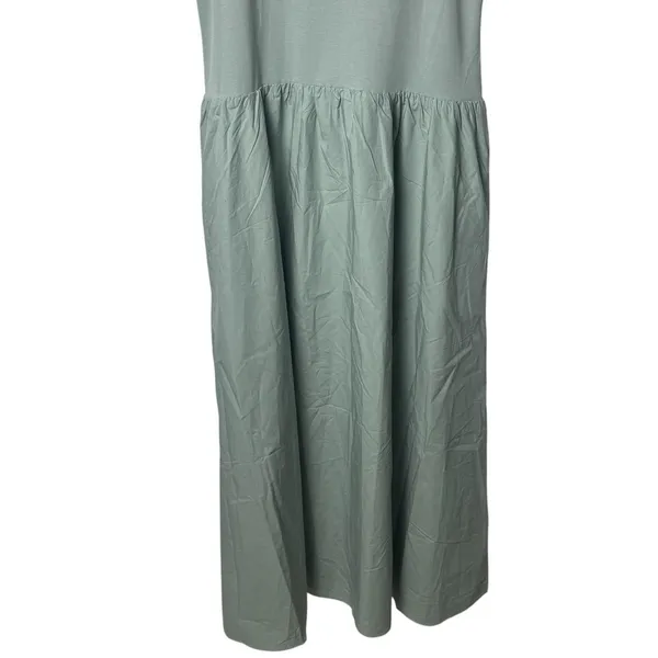 COS Cotton Contrast Panel Maxi Dress Sage Green Coastal Resort Travel Chic L - Image 6