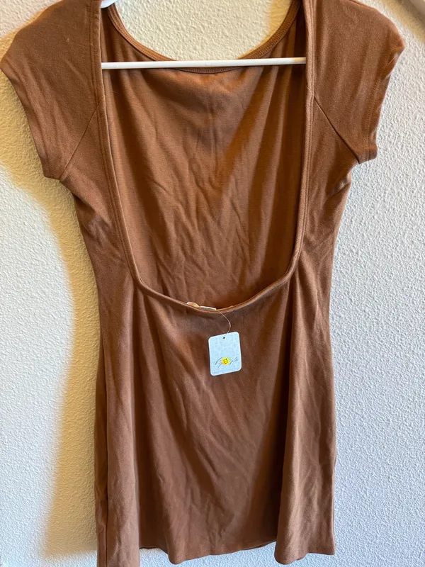 Free People Rosalia Essential Mini Dress Cigar Size Small NWT MSRP $60 - Image 4
