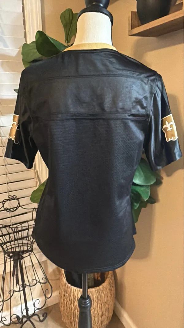 NFL Saints Women's Black Jersey with Gold Trim - Image 5