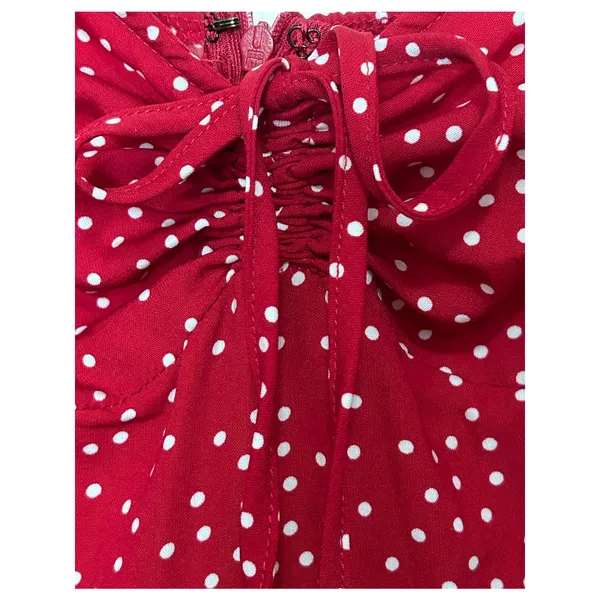 Unknown Brand‎ Women's Red White Polka Dot Short Sleeve Dress w/Bow Size XS - Image 3