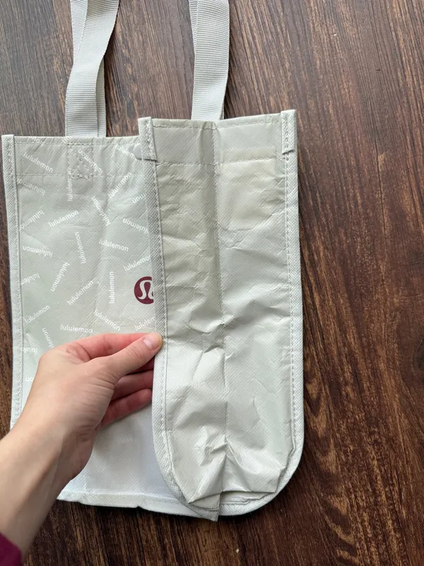 White and Gray Lululemon Small Reusable Bag - Image 3