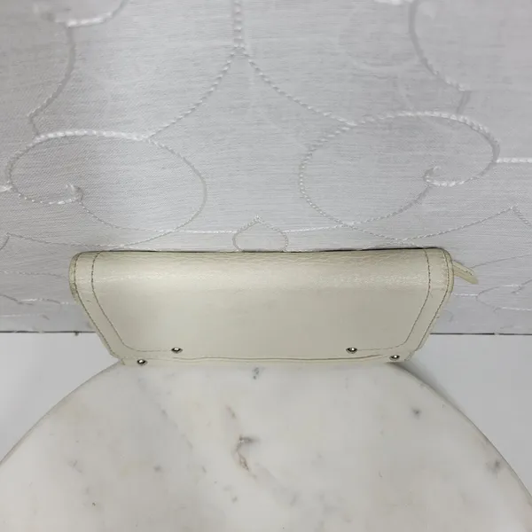VTG Cow Leather Bi-fold Checkbook Wallet White Ivory Card Slots Simple Classic - Image 11