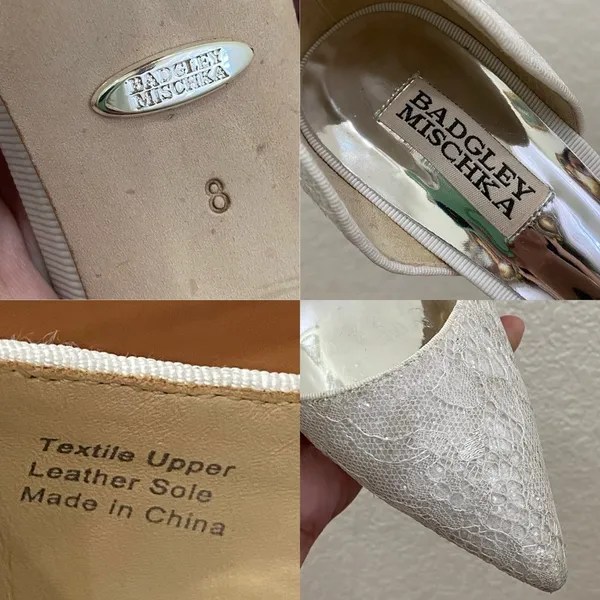 Badgley Mischka “Lola” d’Orsay Pumps White/Silver Lace Wedding Heels Size 8 - Image 13
