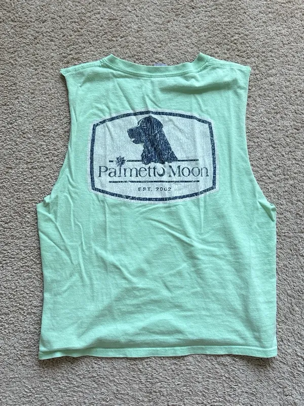 Sleeveless Mint Green Tank Top with Navy Dog Logo - Image 5