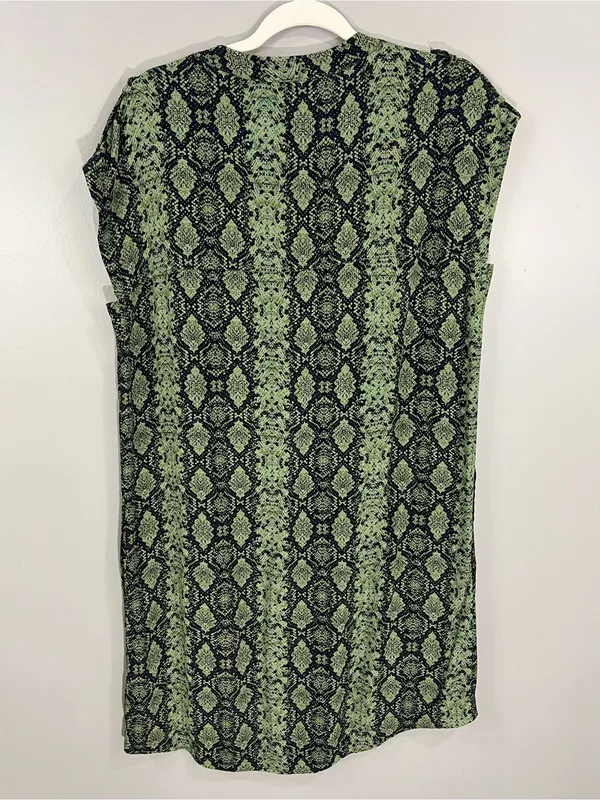 Anthropologie Rachel Tunic Dress Green Snake Print Size Small - Image 8