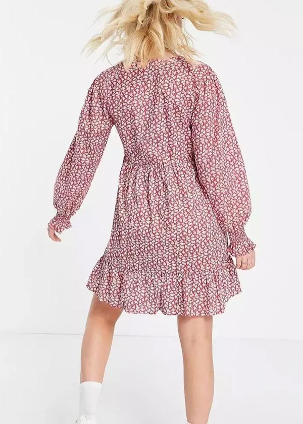 ASOS Design Button Through Mini Smock Dress - Image 4