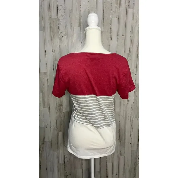 Alabama Crimson‎ Tide Women's Striped Knotted T-Shirt Size Medium Multicolor - Image 5