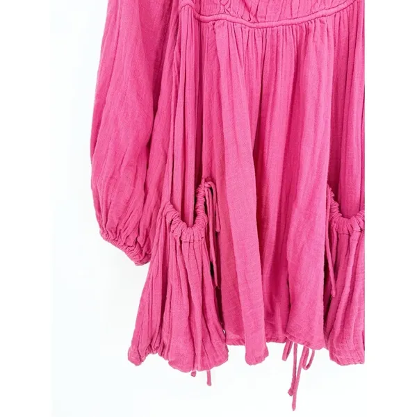 NWT Free People Clea Tie Back Mini‎ Dress Women's S Pink Boho Chic - Image 5