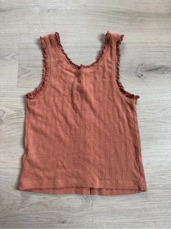 SO knit button front tank top ruffle trim size small boho coastal casual fall - Image 3