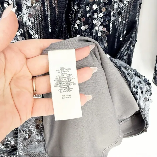 Eliza J Velvet Sequin Sheath Mini Dress Women's Size 10 Gray Cocktail‎ Party - Image 7