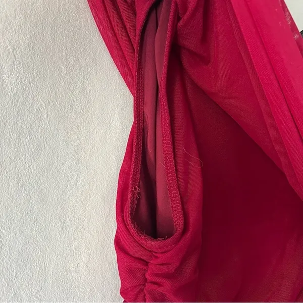 Red One Shoulder Ruched Bodycon Maxi Dress Size Large - Image 5