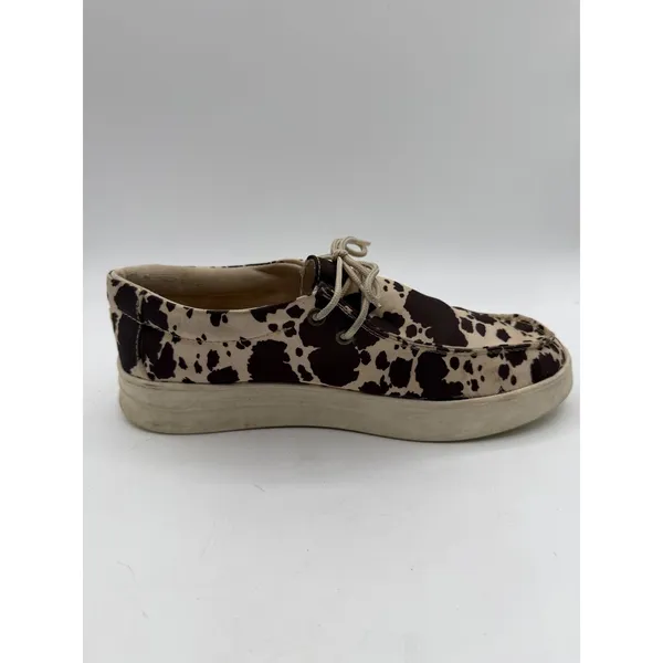 Everglades Boat Shoes Cow Print Canvas Moc Toe Women's 8 (38) Western Brown - Image 3