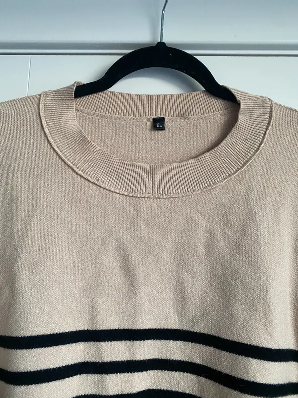 Etch new crew neck beige and black stripes sweater size XL - Image 6