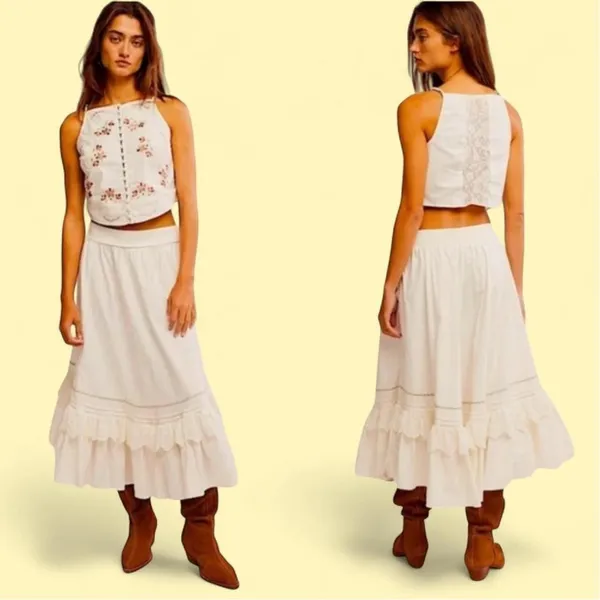 NWT Free People Maeberrie Embroidered Crop Top + Skirt Set - Image 2