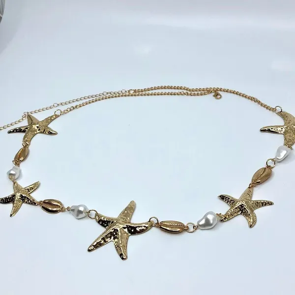 Y2K Mermaidcore Gold Starfish Shell Chain Belt, Fits 24–38 Inches, X7GA1157 - Image 8