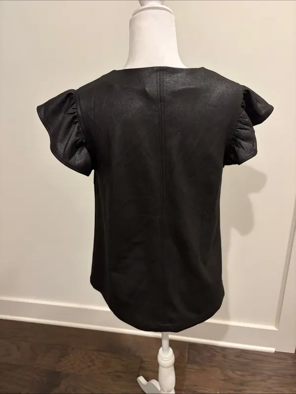 Voy Faux Suede Look Flutter Sleeve Top Sz M - Image 3
