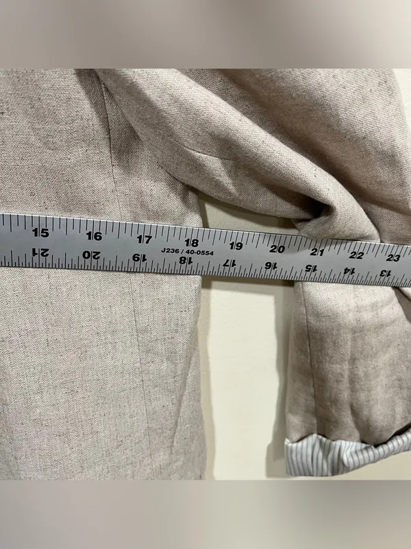 Zara Linen blend Open Front Blazer Jacket Lined Career Women's size S Beige - Image 6