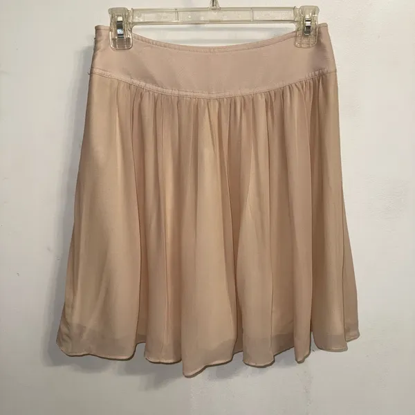 NWT $88 Anthropologie x Odille Pink Chiffon Lined V-Shaped Yoke Waist Skirt 4 - Image 2